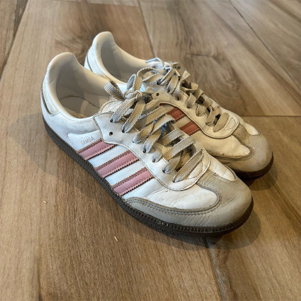 adidas Samba OG Low Top Sneakers White Pink Stripes Gum US 7